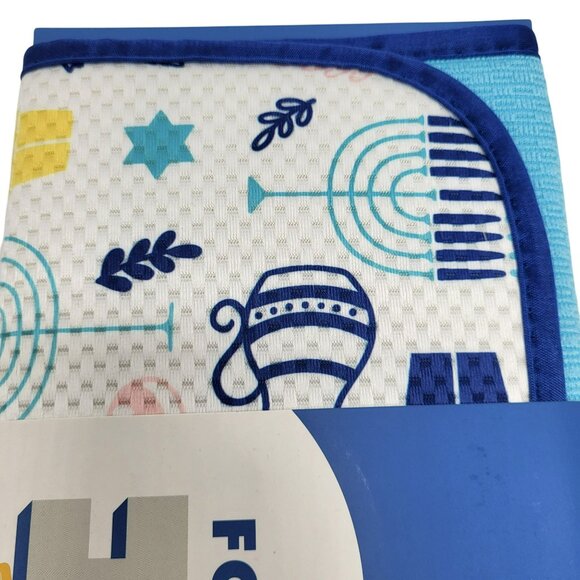 H For Happy Hanukkah Dish Drying Mat 16"x18" Blue & White Absorbent Kitchen - Picture 6 of 10